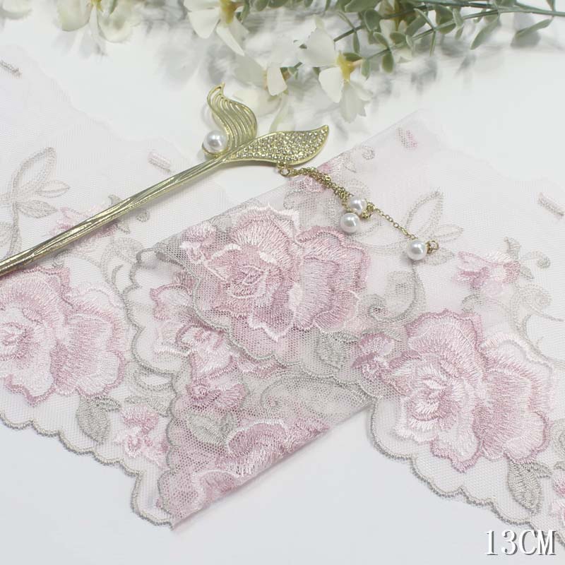 Embroidery Yellow Dress - 2Yards viola rosa blu ricamo floreale