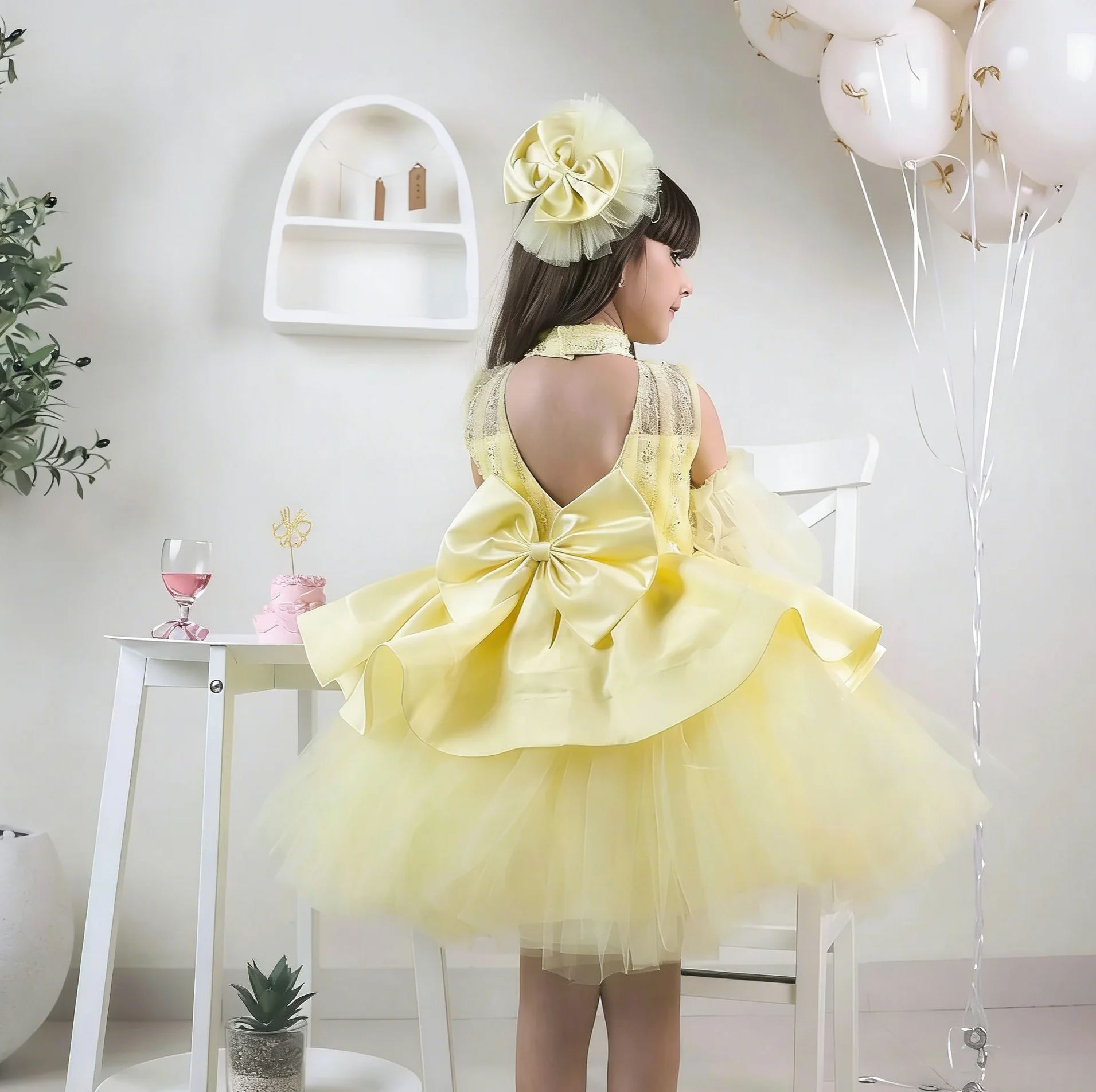 Abiti da ragazza di fiore gial - Embroidery Yellow Dress recensione e prezzo