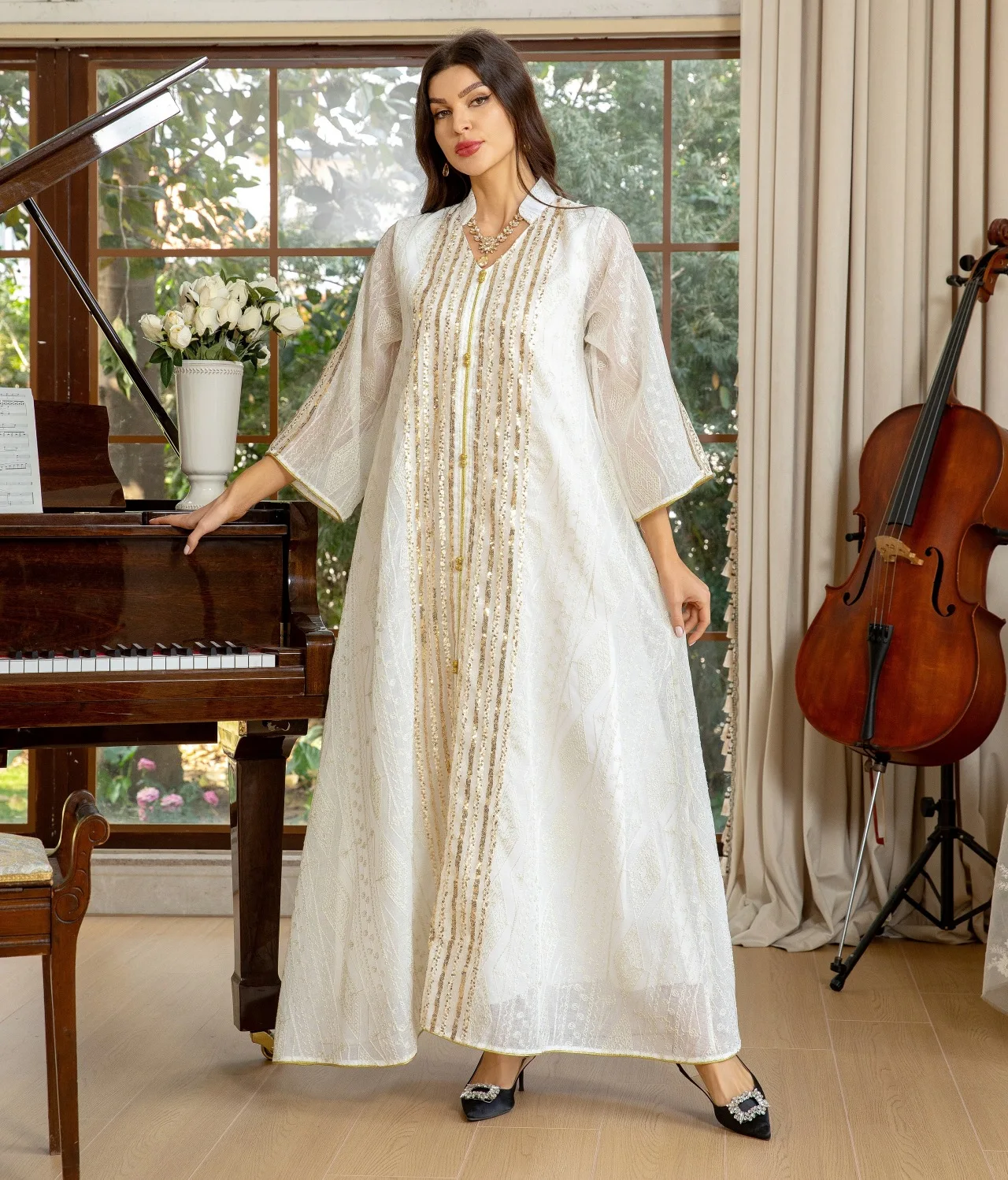 Eid Abaya Ricamo Paillettes Ma - Embroidery Kebaya recensione e prezzo