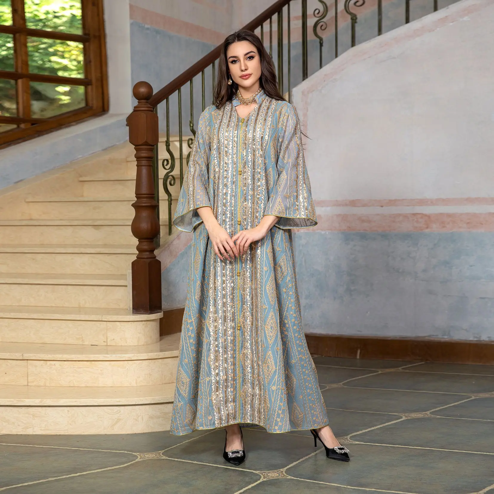 Eid Abaya Ricamo Paillettes Ma - Embroidery Kebaya recensione e prezzo