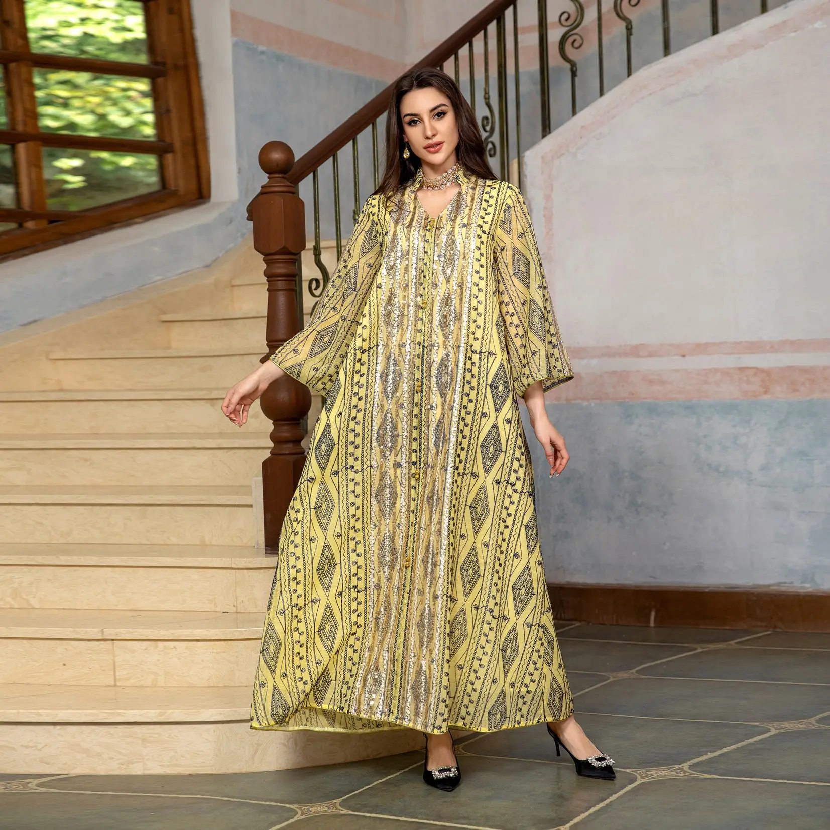 Eid Abaya Ricamo Paillettes Ma - Embroidery Kebaya recensione e prezzo